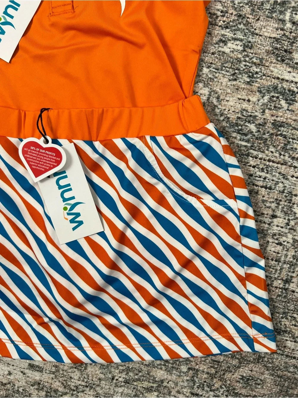 Golf Outfit Girls Small 5-6 Skort And Polo Shirt Orange Blue Performance NWT
